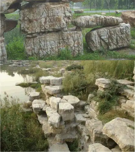 大块龟纹石驳岸效果