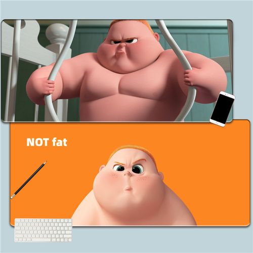 小胖子宝贝老板可爱女生鼠标垫超大锁边电脑键盘防滑办公书桌胶垫