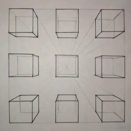 临摹一点透视正方体—绘画基础透视的练习