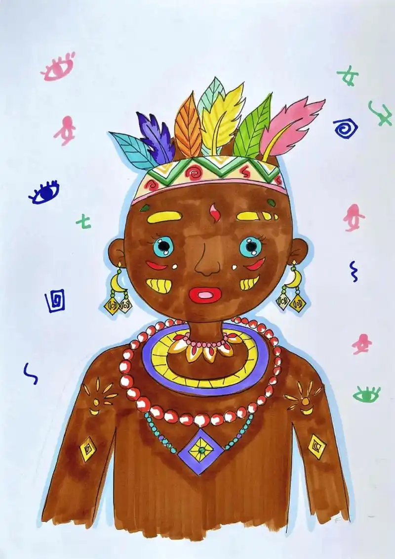 猫头鹰老师投稿#漫画人物#土著人#印第安人 - 抖音