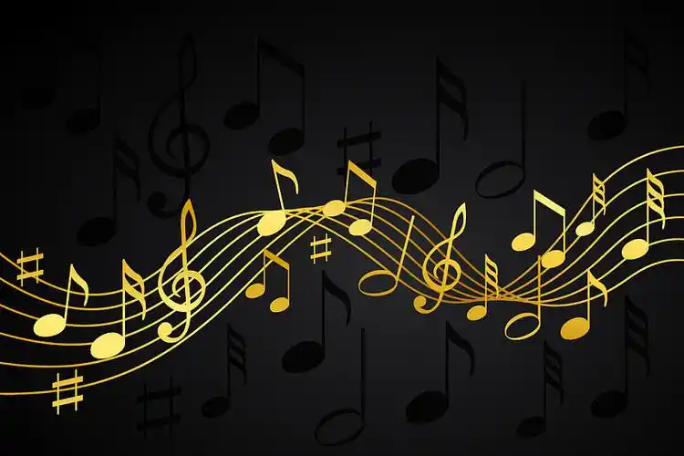 金色,音乐,音符,黑色背景_高清图片_全景视觉