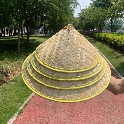 竹子编的帽子 夏季渔夫帽防雨帽 竹编舞蹈斗笠帽子农民草帽 劳保光板