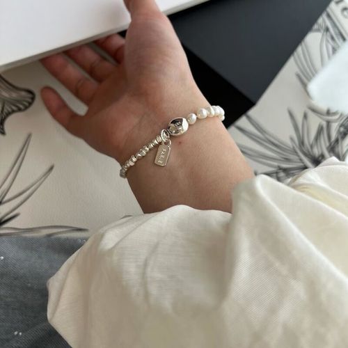 一恋叠戴气质珍珠手镯链雅时髦轻奢s925银手环ins风小众网红手饰 sl