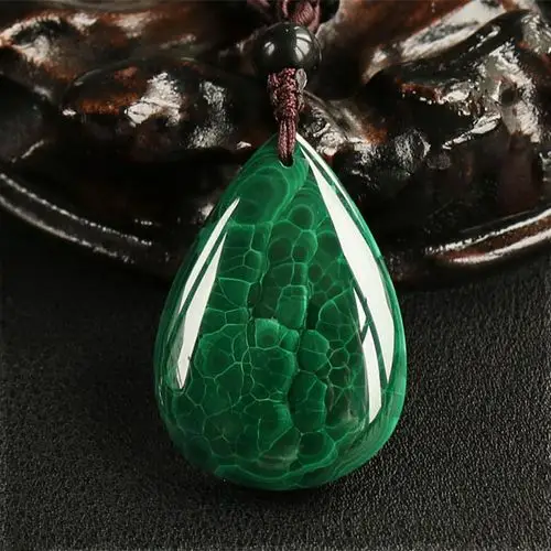 绿波妩媚-珍品天然孔雀石吊坠(配绳,附证书)