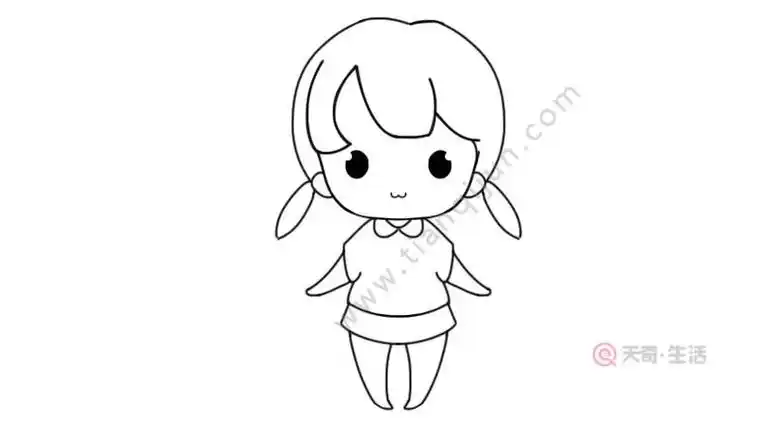 小女孩涂粉简笔画