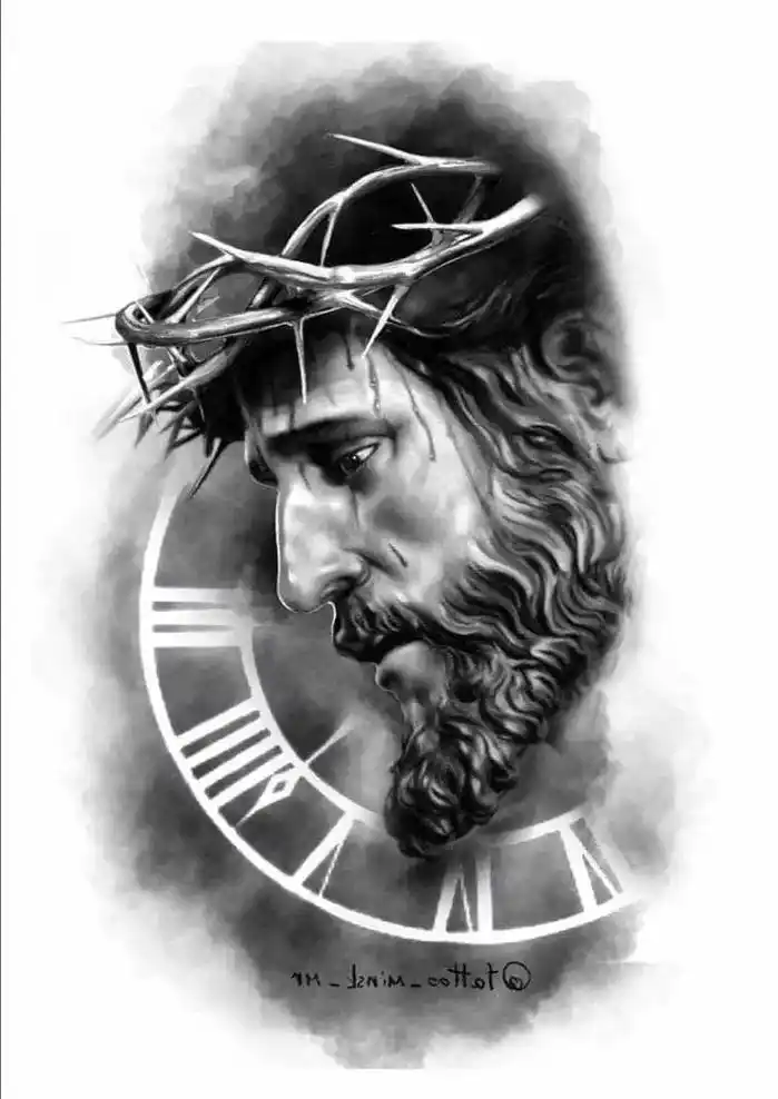 耶稣纹身 #写实纹身 #手稿分享 - 抖音