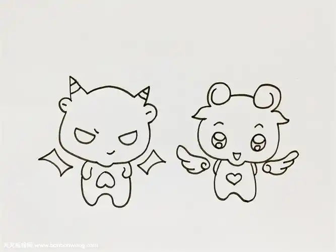 天使与恶魔简笔画教程