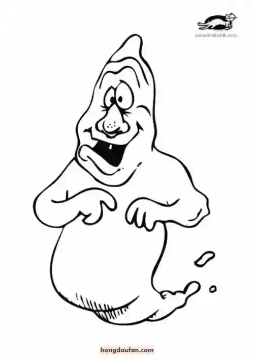 点都不恐怖的万圣节小鬼怪卡通幼儿涂色图片-红豆饭小学生简笔画大全