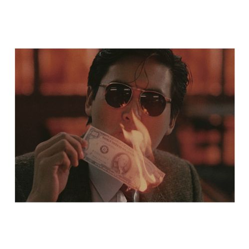 周润发发哥美金点烟怀旧电影明星复古牛皮纸海报现代装饰画