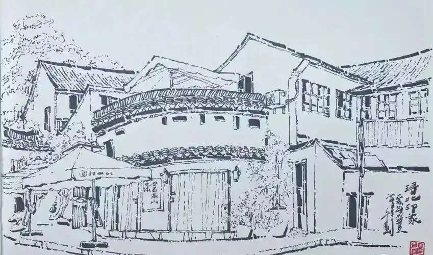 美术老师笔下的南浔,线条之间尽显魅力!_速写