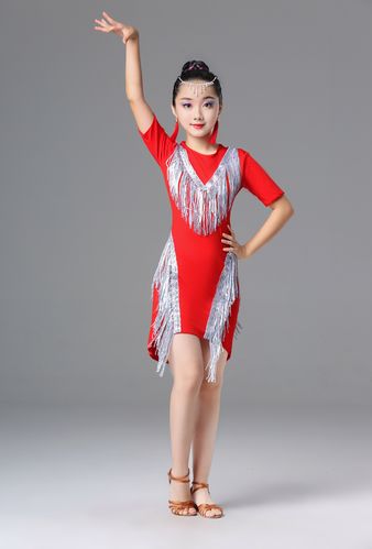 亮片流苏新款儿童拉丁舞演出服少儿女童拉丁舞裙表演比赛演出拉丁