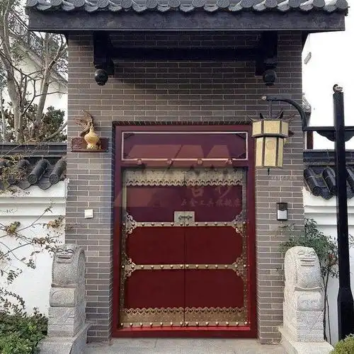 农村门楼大门 仿古实木大门双开木门农村自建房对开乡村别墅围墙院子