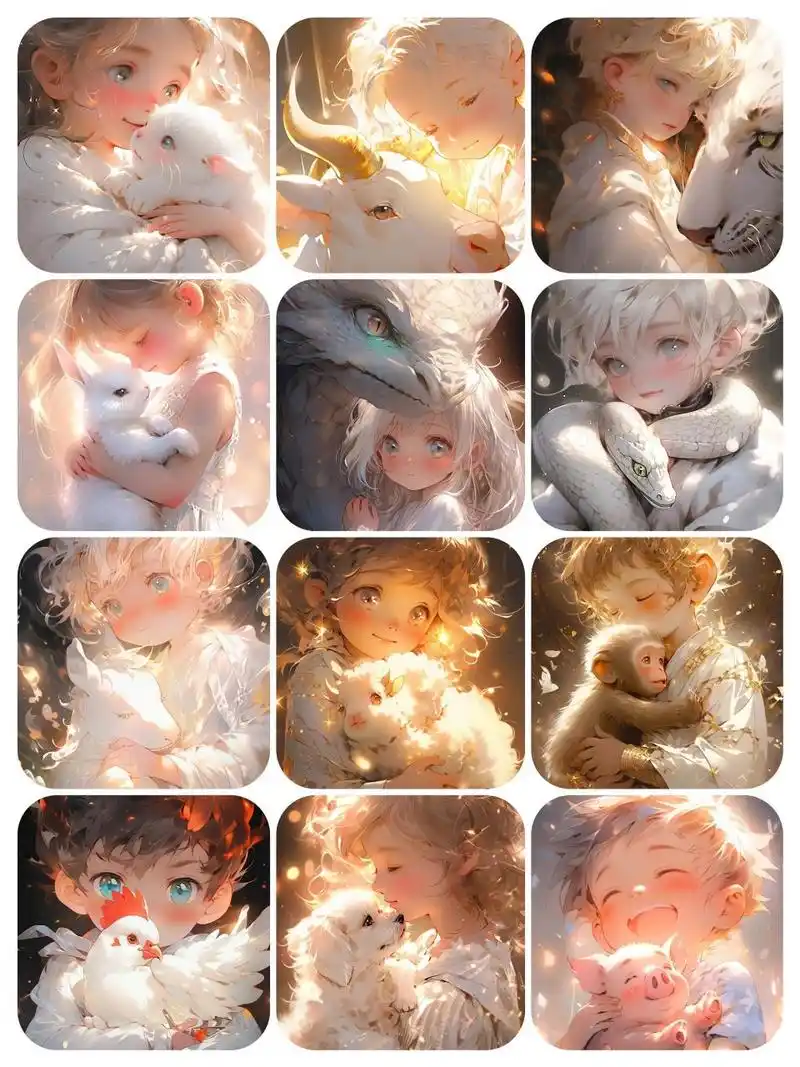 萌版十二生肖拟人 子鼠丑牛寅虎卯兔辰龙巳蛇午马未羊申猴酉鸡戌狗