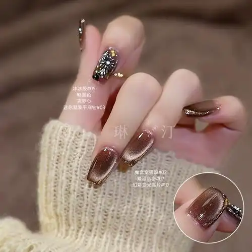 美甲魔盒宽猫眼光疗胶网红同款爆闪超亮流行美甲专用甲油胶