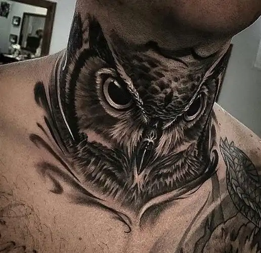 30款男性超帅气的黑灰色脖子纹身图案大全2