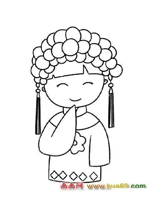 古代新娘简笔画4
