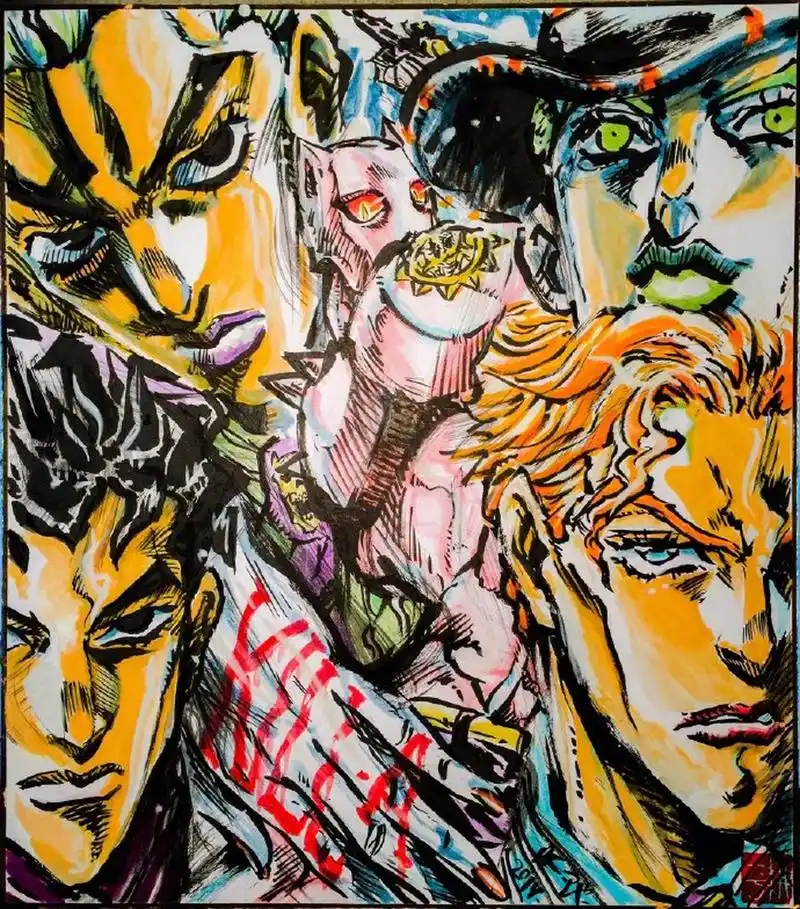「jojo」作画监督 芦谷耕平 绘制的 吉良吉影 & 杀手皇后 & 杉本铃美