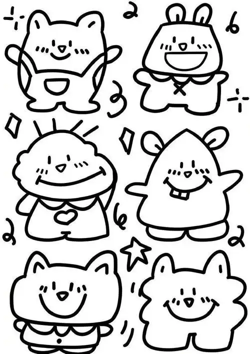 可爱的涂鸦简笔画素材cr齐齐的绘画