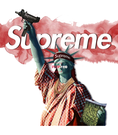 自由女神枪支字母supreme图案服装t恤裁片烫图印花花型素材