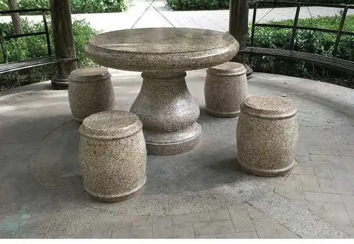 户外天然石桌石凳庭院花园别墅大理石桌椅公园凉亭石头桌子石台大理石