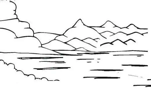 美丽的湖简笔画图片