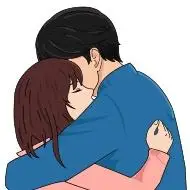 男女深情拥抱表情包好想穿过屏幕拥抱胖胖的你