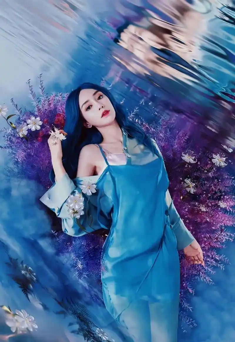 杨颖又美出新高度了,蓝色头发太耀眼了