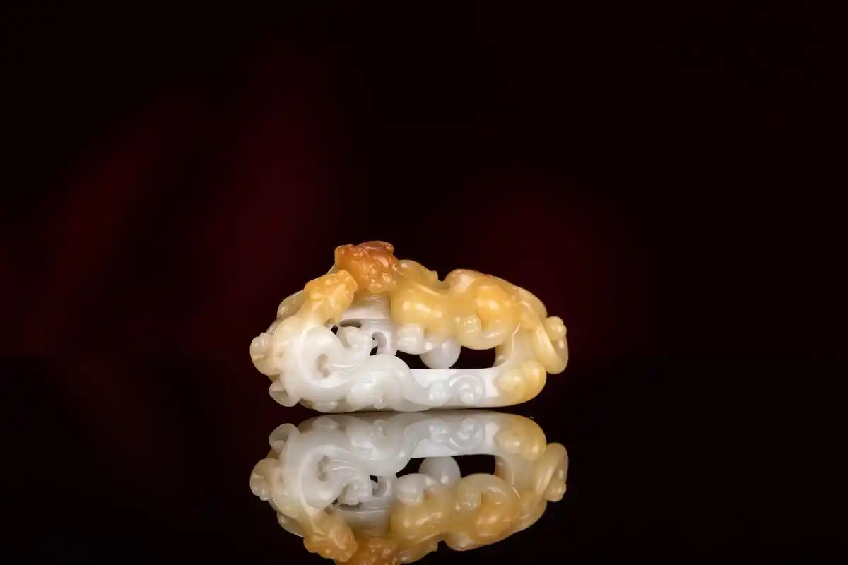 【精品级仿古玉雕】新疆和田玉籽料 黄沁螭龙玉牌 挂件 苏工黄沁镂空