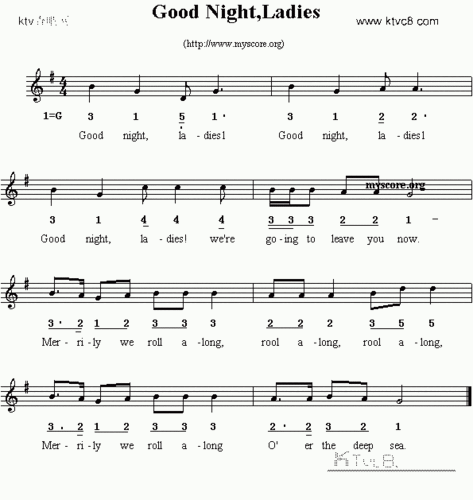 goodnightladies线简谱混排版英文儿歌