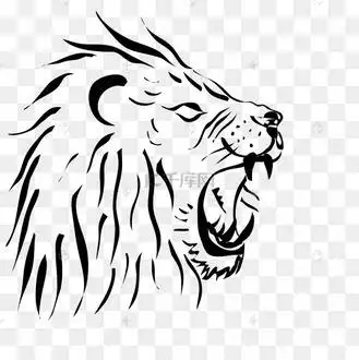 手绘黑色狮子