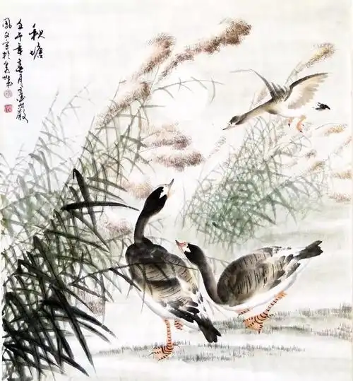 好美的水墨大雁!