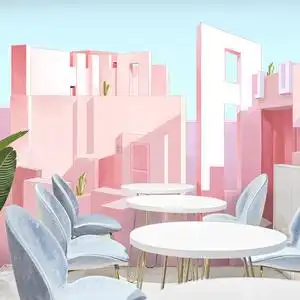 ins风墙纸 粉色少女心网红拍照背景墙壁纸奶茶店餐厅装饰墙布壁画