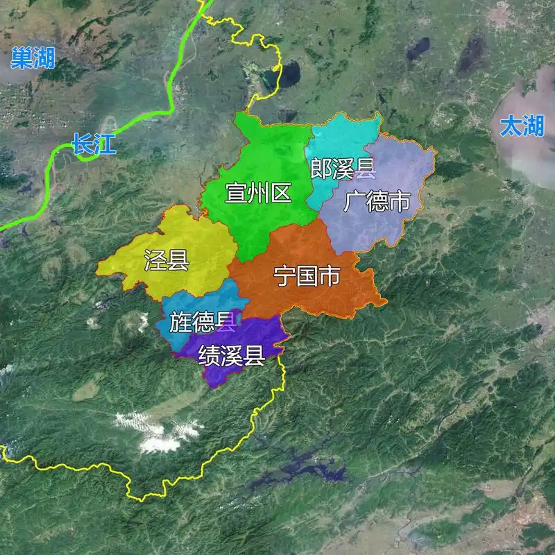 9张地形图,快速了解安徽省宣城各市辖区县市