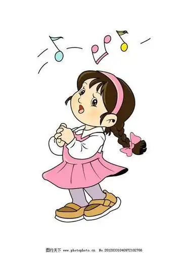 唱歌小女孩简笔画彩色