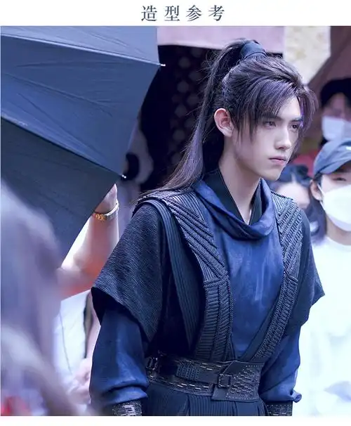 古风假发发套 古风假发男头套长发cos 古装汉服万用黑色直发自然逼真