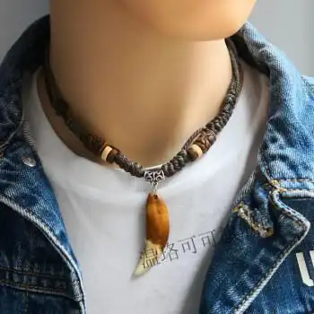 黑狗牙项链复古牙齿挂件狼牙吊坠男嘻哈潮人女饰品款式j