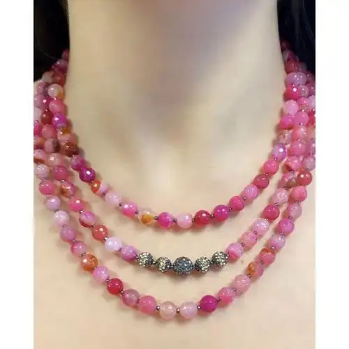 小众高级阿根廷红纹石浪漫松弛感天然石串珠项链气质甜美显白项链