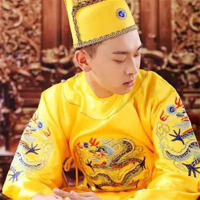 新明朝皇帝龙袍男套装朱元璋古装汉服刺绣黄袍中国风王爷服蟒袍