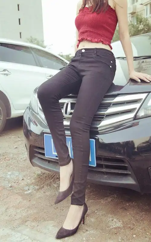 【免脱打野】女生开档牛仔裤隐形拉链开裆户外情侣约会方便紧身裤全