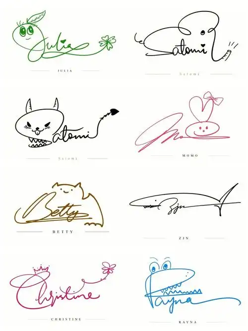 日韩风的英文卡通签名设计定制作品欣赏推荐