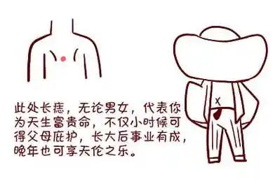 4,脊柱正中有痣 痣长在后背脊柱的正中间,一般这样的人都是拥有富贵命