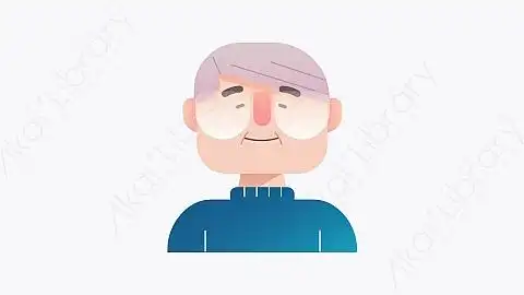 图片素材-016-老人oldman扁平卡通人物头像图标