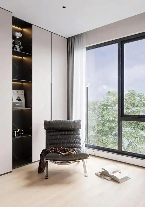 黑白灰客厅-设计效果图-建e室内设计网