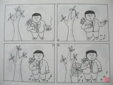 有儿童连环画简笔画小学生爱鸟护鸟四格连环画消防安全漫画手简笔画