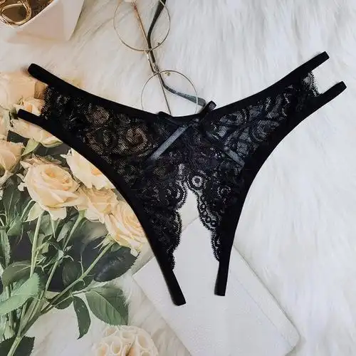 性感 免穿脱约会方便做男受女蕾丝开放扶她丁字裤 - 女士内衣/男士