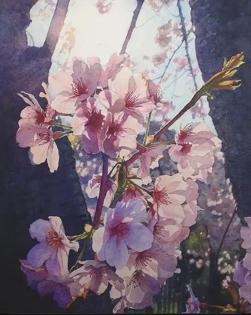 日本画家浪漫的水彩,温馨的画面,我想穿进画里面