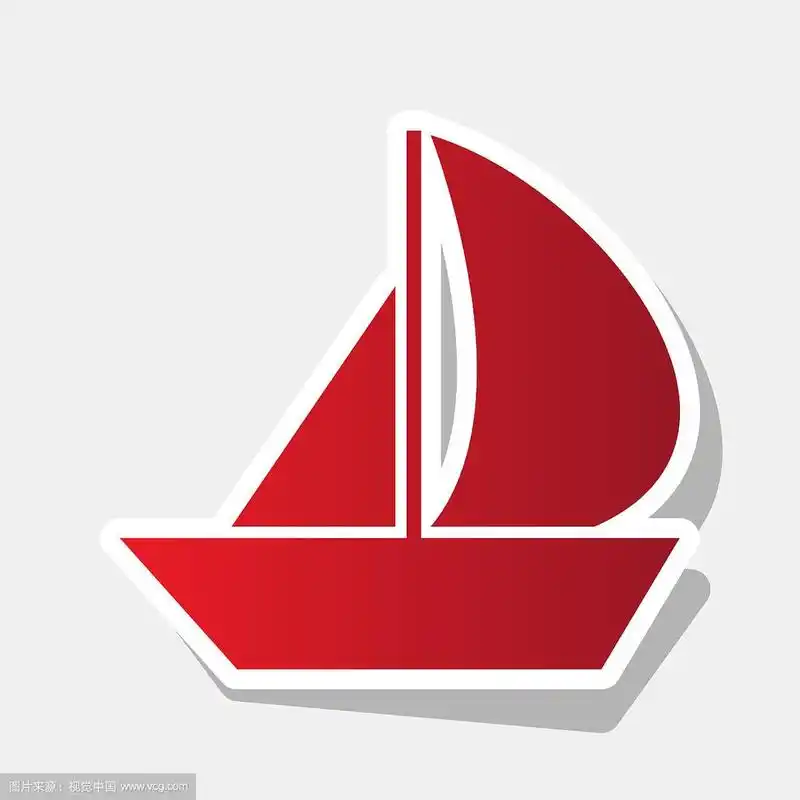 风帆船用红色的图标标志新年