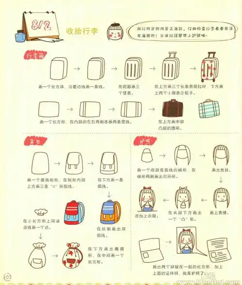 手帐简笔画教程123照着画就行365天萌萌哒简笔画248p