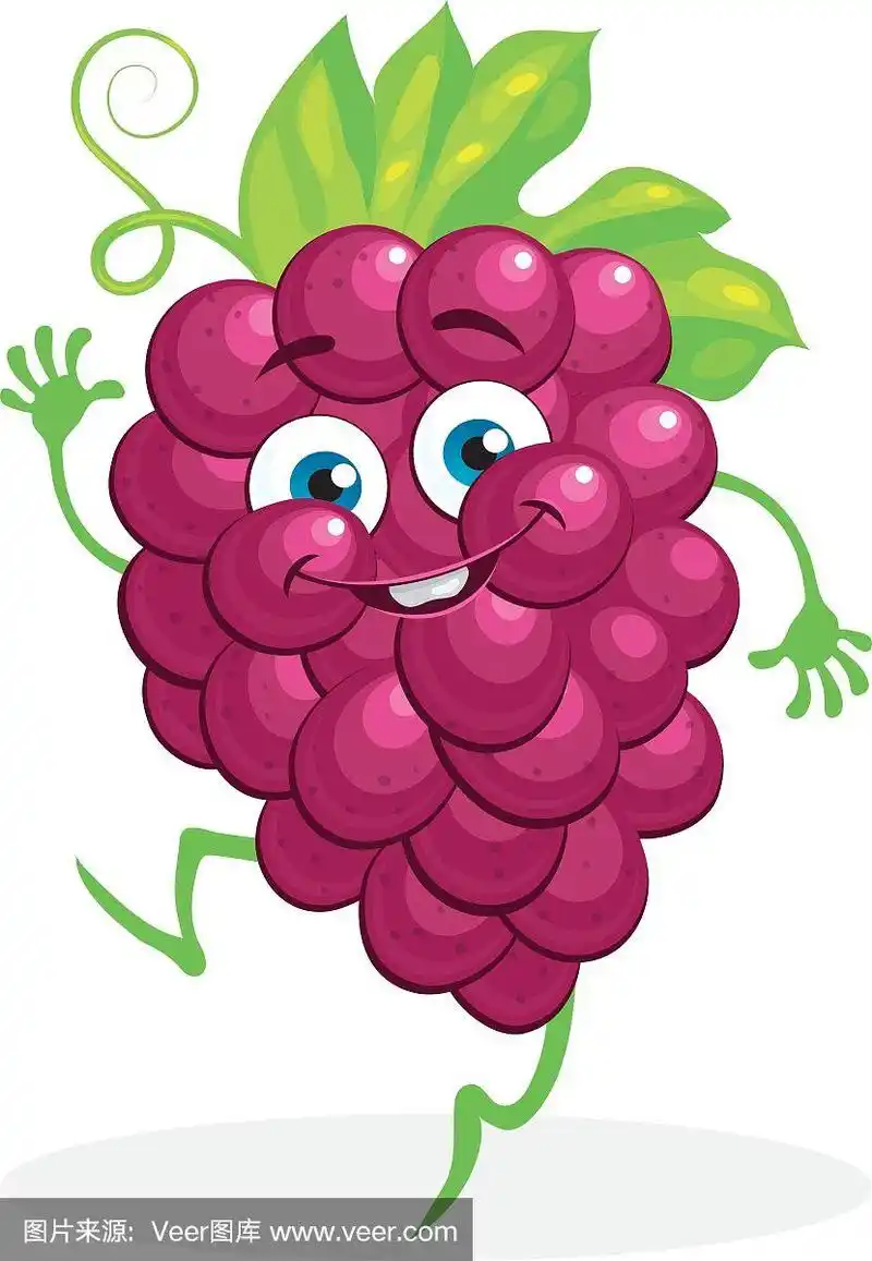 可爱的葡萄在白色的背景字符