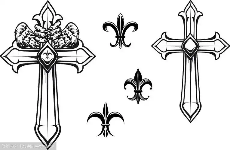 复古的石头十字架与纹章元素